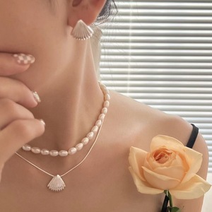 S925 Sterling <b>Silver</b> Shell Necklace <b>Fan</b> Shaped Clavicle Chain Everyday Wear Fine Pendant Necklaces - Product Image 4