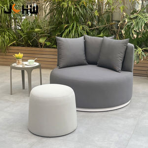 Divano da Giardino Moderno Rotondo in Tessuto Resistente ai Raggi UV con Cuscini Impermeabili e Confortevoli per Villa, Patio, Hotel e Giardino - Product Image 4