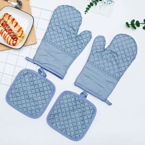 Gants de cuisine et protège-plats extra-épais de qualité supérieure, résistants à la chaleur, en coton avec design en silicone côtelé pour une utilisation en cuisine - Product Image 6