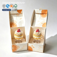 Boîte cadeau en papier recyclable de qualité alimentaire pour verre à vin ou dessert, ouverture inclinée, gobelet individuel, logo personnalisé, impression dorée, OEM ODM