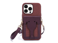 Étui de protection minimaliste de style dessin animé mignon avec fente pour cartes et sangle réglable pour iPhone 16 Pro Max – Vente en gros disponible