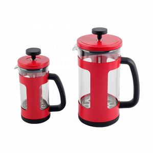 Cafetière à piston en verre sans BPA, résistante à la chaleur, avec cadre rouge durable, capacité de 350/800/1000 ml - Product Image 5