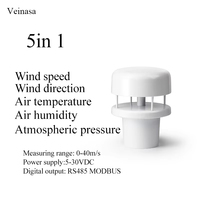 Sensor Ultrasónico de Velocidad y Dirección del Viento Mini-C5H RS485 con Medición de Temperatura y Humedad, Protección IP65, Presión del Aire