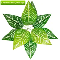 Vente directe d'usine, fleurs artificielles en plastique, accessoires pour mur végétal, feuilles collées, aspect réaliste, Monstera vert radis