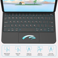 Nouvel étui clavier intelligent sans fil BT avec pavé tactile pour iPad A16 11e et 10e génération, interface USB-C, rétroéclairage 7 couleurs