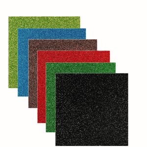 6-Color <b>Glitter</b> Acrylic Sheet Bundle <b>Green</b> Blue Brown Red Black 8x8 Inch Small Square for Craft & Ornament Making - Product Image 1