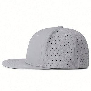 Casquette de basketball non structurée en sergé de coton à 6 panneaux, casquette snapback unie ajustée avec trou - Product Image 3