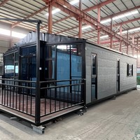 Maison conteneur de luxe à toit en pente, extensible, avec grande terrasse, 2, 3 ou 4 chambres, aménagement flexible