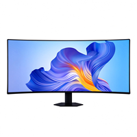 Monitor Komputer Layar Lebar Hitam 34 Inci 4K 75Hz HDR VA Baru Waktu Respons 5ms Tinggi Dapat Disesuaikan Dudukan Berputar DP/