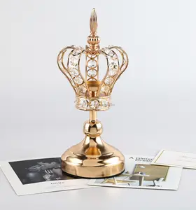 Vente en gros Bougeoir de mariage luxe couronne métal cristal décoration de table