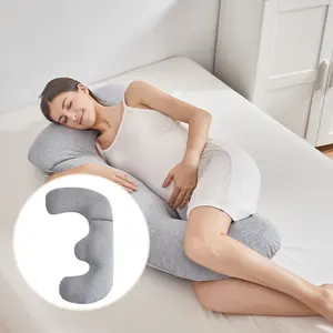 Almohada de embarazo en forma de J suave mujer algodón cuerpo completo dormir maternidad almohada