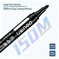 Stylo marqueur Deli SK109 - Noir à base d'huile, résistant à la décoloration, pointe large de 1,8 mm, grande capacité, séchage rapide, imperméable, bleu, rouge