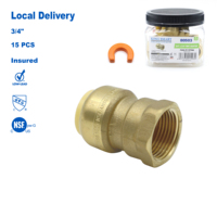 Adaptateur KING SMART 3/4'' Push Fit FNPT en laiton à faible teneur en plomb, raccord de plomberie UPC NSF pour eau chaude et froide (Livraison gratuite aux États-Unis et au Canada)