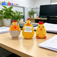 Vente en gros : Poupée Amigurumi en crochet faite à la main, motif canard et poussin, avec carte de message positif, compagnon de bureau pour le soutien émotionnel, cadeau de Noël
