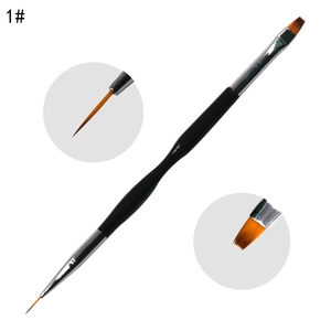Pinceau à ongles double embout en nylon, pinceau plat pour gel, stylo de peinture acrylique pour la décoration de la manucure - Product Image 4