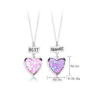 Prix d'usine vente en gros paillettes coeur médaillon pendentif colliers <span class=keywords><strong>pour</strong></span> hommes meilleur ami - Product Image 2