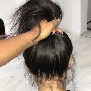 Produits de beauté pas cher cheveux humains brésiliens 13*4 HD perruque dentelle frontale pour femmes noires cheveux vierges pré plumés perruque dentelle avec cheveux de bébé - Product Image 1