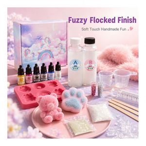 Kit para hacer Taba de venta directa de fábrica: Molde de silicona AB vertible de seis formas, pasta de color, tubos con brillo, vasos, guantes e instrucciones. - Product Image 3