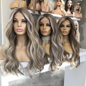Wig Rambut Asli Rusia Remy Virgin Terbaik dengan Warna Highlight Pirang Abu Muda untuk Wanita - Product Image 2