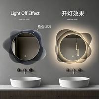 Miroir intelligent de luxe de style français, miroir de salle de bain décoratif artistique de forme unique avec lumière LED, miroir de maquillage en verre trempé