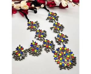 New arrival Stylish Quartz Jewelry Set Latest <b>Silver</b> Plated Multi-Color Necklace and Earrings Fashionable Weddings Wear set - Product Image 2