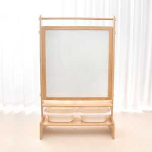 <span class=keywords><strong>Chevalet</strong></span> en bois Montessori réglable, double face, tableau blanc magnétique avec plateau de rangement - Product Image 2
