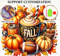 Kit de Peinture Diamant DIY Songwoo Personnalisable Thème Citrouille et Café pour Adultes et Enfants – Collection Automne Thanksgiving