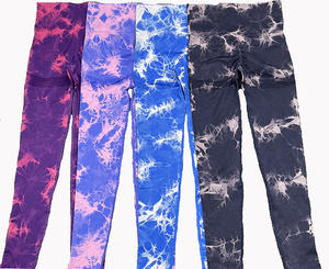 2 / <span class=keywords><strong>3</strong></span> / <span class=keywords><strong>4</strong></span> Pcs Tie Dye Gym Fitness <span class=keywords><strong>Leggings</strong></span> corti Butt Lifting TieDye Soft Workout collant Tie-Dye regolabile reggiseno arricciato Yoga Set - Product Image 4