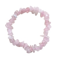 Natural Irregular Rosa cristal de cuarzo piedra cuentas de Chip de pulsera Stretch pulseras de cuentas para la joyería de las mujeres