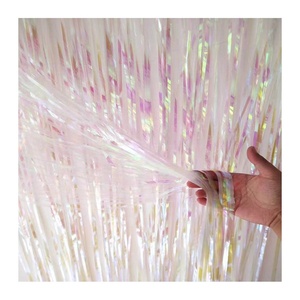 Decorazione per sfondo di festa Tinsel metallizzato Laser oro rosa opaco <span class=keywords><strong>arcobaleno</strong></span> verde lamina rosa frangia tenda pioggia - Product Image 6