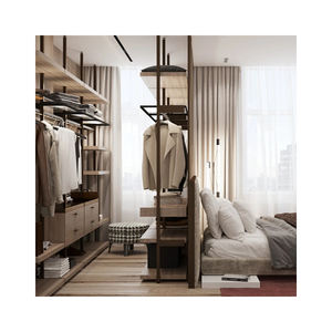 Armoire de <span class=keywords><strong>chambre</strong></span> à coucher moderne en bois Royal Closets <span class=keywords><strong>avec</strong></span> rideaux pour <span class=keywords><strong>dressing</strong></span> - Utilisation hôtelière - Product Image 6