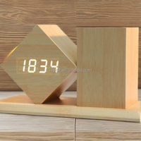 Horloge de bureau numérique LED créative, porte-stylo en bois, CNC multifonctionnel, personnalisable, accessoire de bureau de haute qualité