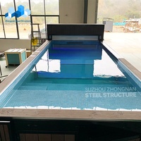 Piscines modulaires préfabriquées en conteneurs maritimes en verre Zhongnan, détachables, personnalisées, 20 pieds, 40 pieds, pour jardin, extérieur, avec système de chauffage