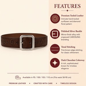 <span class=keywords><strong>Cintura</strong></span> in Vera Pelle Personalizzata Carosung per Uomo e <span class=keywords><strong>Donna</strong></span>, <span class=keywords><strong>Cintura</strong></span> Nera Goffrata Color Cioccolato con Fibbia Argentata - Product Image 5