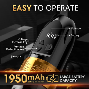 เครื่องสักไร้สายแบบดิจิตอล Ambition 2400mAh พร้อมหน้าจอแสดงผล ระยะชัก 4 มม. สำหรับงานศิลปะบนร่างกาย - Product Image 4