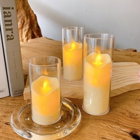 Bougies LED Sans Flamme à Piles Luxe en Piliers de Verre Acrylique Transparent avec Flamme Vacillante