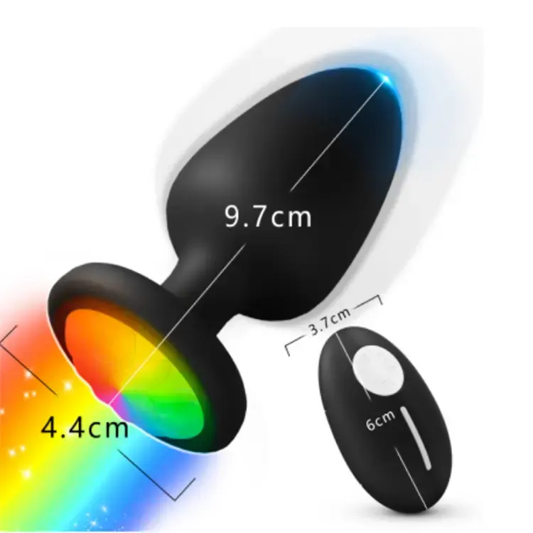 Şarj edilebilir uzaktan kumanda silikon elmas Anal Plug 10 frekans Metal yanıp sönen ışık Anal popo fiş seks oyuncakları kadınlar kız için