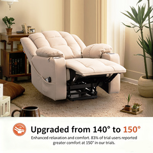 Fauteuil releveur pour personnes âgées avec dossier et repose-pieds réglables, design surdimensionné, repose-pieds allongé, porte-gobelet intégré, en cuir - Product Image 4