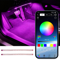 Lumière d'ambiance RGB pour l'espace des pieds de la voiture, contrôlée par application 12V, rythme musical, flexible, universelle, décoration intérieure de voiture, éclairage néon d'ambiance