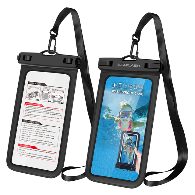 Wholesale IPX8 Waterproof Phone Pouch Clear PVC Transparent Touch Screen Dry Bag with Lanyard for 7.2 Inch iPhone Samsung