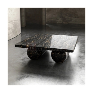 <span class=keywords><strong>Tavolino</strong></span> da Caffè Quadrato Newstar di Nuovo Design in Marmo Naturale Nero Portoro con Base Ovale Doppia, <span class=keywords><strong>Tavolino</strong></span> da Tè <span class=keywords><strong>Giallo</strong></span> - Product Image 1