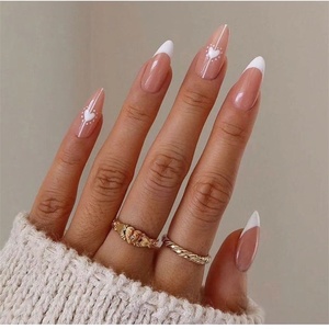 Uñas postizas francesas para niños y niñas <span class=keywords><strong>de</strong></span> 10 años, uñas acrílicas cortas, blancas - Product Image 3