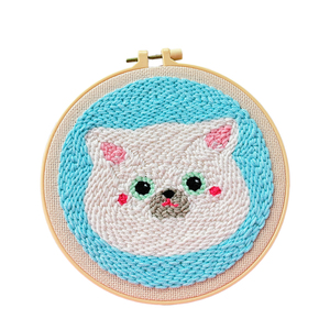 Beginner-Friendly Punch Needle & Crochet DIY Kit Canvas Tufting Set with Tools for Textile Fabric Crafts-Durable Cartoon Pattern
