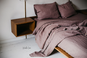 Bộ đồ giường bằng vải lanh-vỏ chăn cỡ King hoặc <span class=keywords><strong>Queen</strong></span> với nút đóng và 2 vỏ gối phong bì trong woodrose - Product Image 1