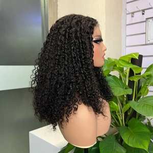 African Small Curly Lace Front <strong>Wig</strong> 4x4 Glueless Handwoven Virgin Hair Transparent French Lace 18 Inch Vietnamese Brown All - Product Image 4