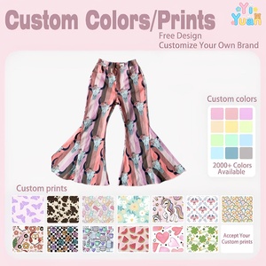 Pantalones Vaqueros Acampanados de Mezclilla Suaves para Niñas, con Cremallera, Estampado Personalizado OEM, Tallas 9-10 - Product Image 3