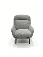 Fauteuil de détente moderne en tissu rembourré pour salon, hôtel et villa, confortable avec pieds en bois noir