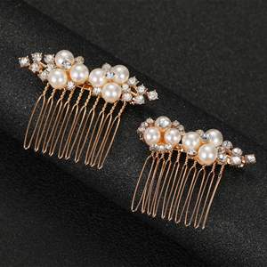 หวีผมประดับมุกและดอกไม้แบบยุโรปและอเมริกา 2 ชิ้น ชุดเซ็ตสำหรับเจ้าสาวในงานแต่งงาน - Product Image 1