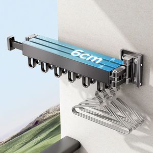 SANIPRO Windproof Telescópica Wall Mounted Varanda Lavanderia Hanger Alumínio Liga Dobrável Roupas Secagem Rack com haste extensível - Product Image 5