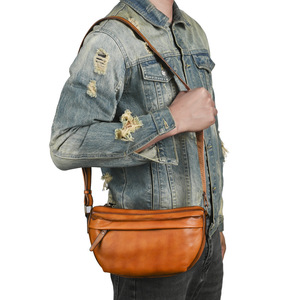 Leather Crossbody <b>Bag</b> Brown Coffee Genuine Leather Men's Chest <b>Bag</b> Durable Everyday Outfits - Product Image 2